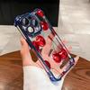 Fashion Cherry Pattern Electroplated AntiDrop Clear Phone Case For Samsung Galaxy S25 Ultra S24 S23 S22 S21 Plus FE Clear Cover