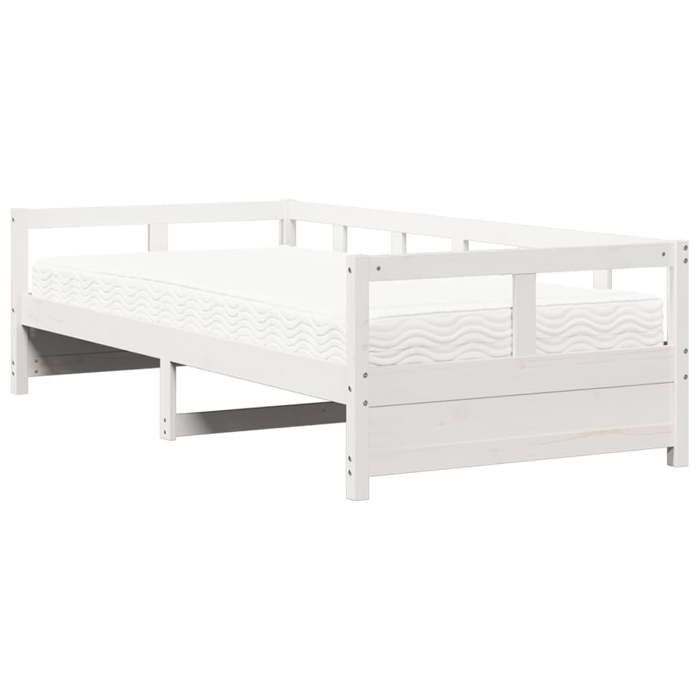 VidaXL Lit de jour avec matelas blanc 90x200 cm bois de pin massif 3321051