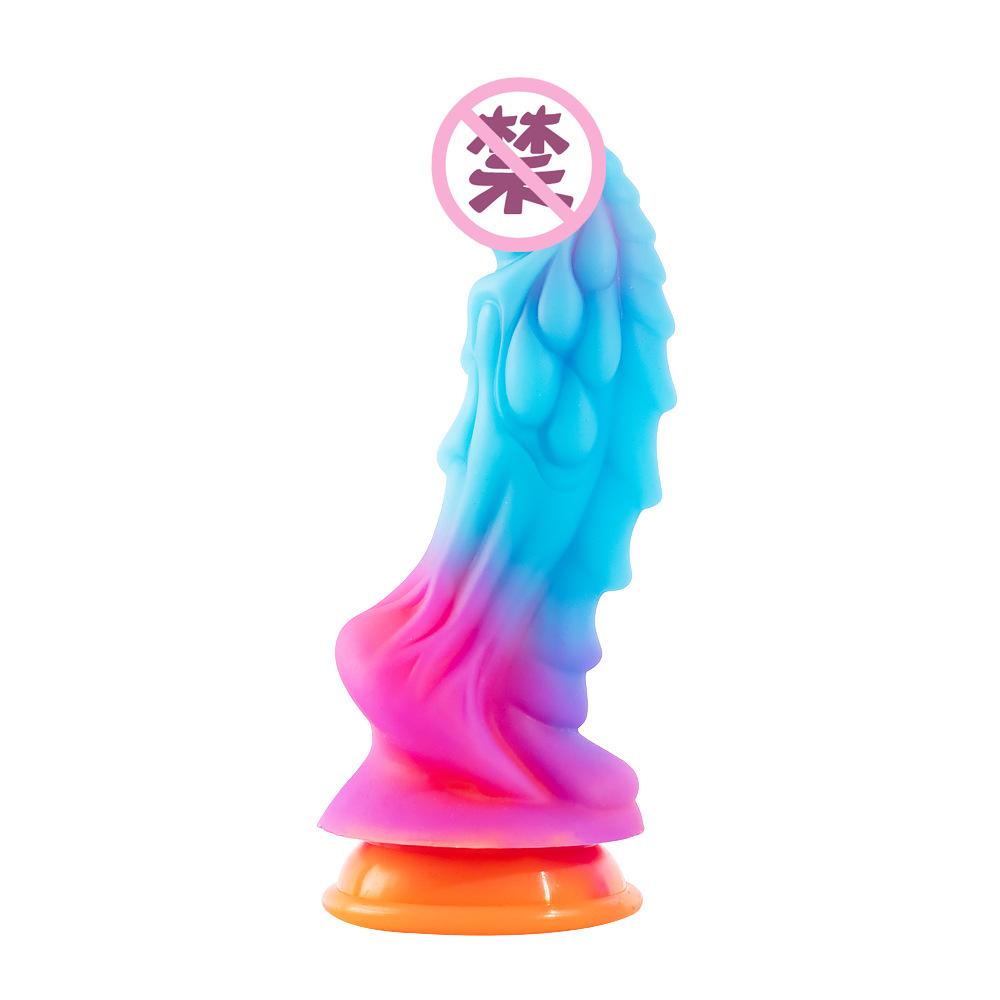 Adult toy anal plug sex toy liquid silicone shaped dildo colorful night light anal expansion dildo