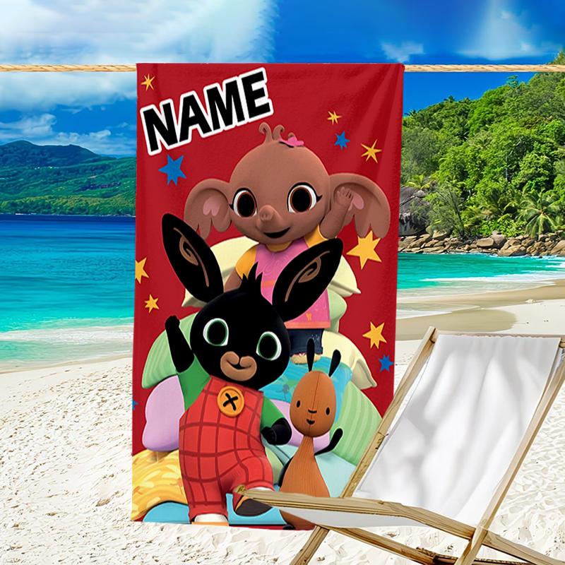 1pc Bing Bunny1 Beach Towel with Custom Name, Beach/Swimming/Bath/Picnic/Camping Towel, Suitable for Seaside Beaches