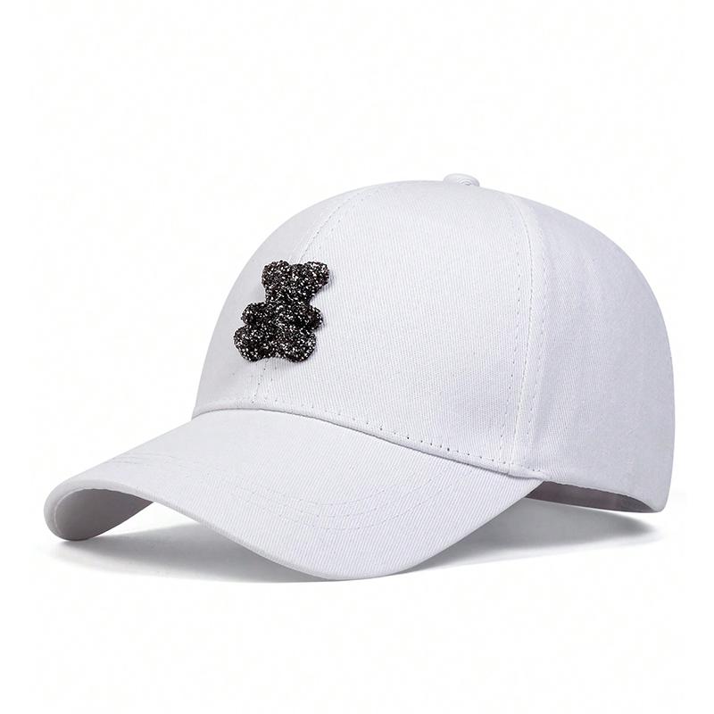 

Бейсболки-кепки Snapback с украшением в виде маленького медведя для отдыха на весну и осень, регулируемые повседневные шляпы, солнцезащитные кепки, кепки для гольфа белый