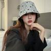 New Butterfly Hat for Women's Small Fragrance Style Bucket Hat Korean Version Versatile Fisherman Hat Striped Basin Hat Showing Small Face