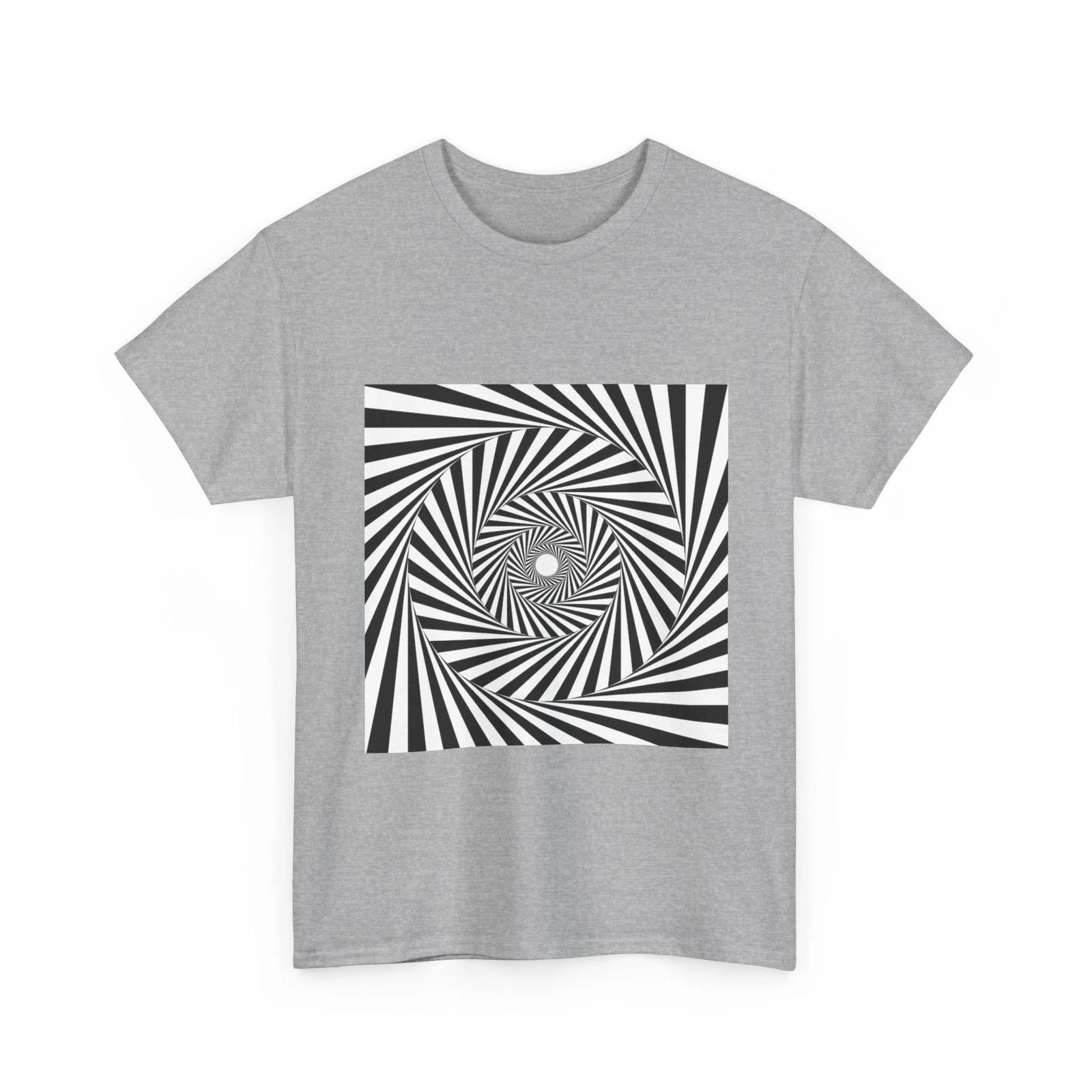 Черно-белая футболка с оптической иллюзией «Спираль» | Гипнотическая геометрическая рубашка, Крутая футболка 2XL