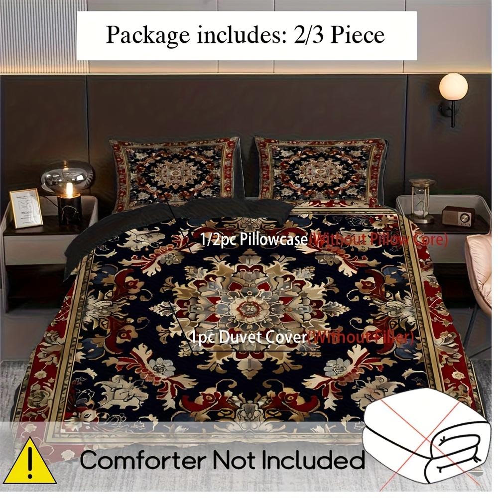 2/3pcs European Palace Style Floral Print Duvet Cover Set (1 Duvet Cover + 1/2 Pillowcase, Without Core), Elegant Retro Pattern