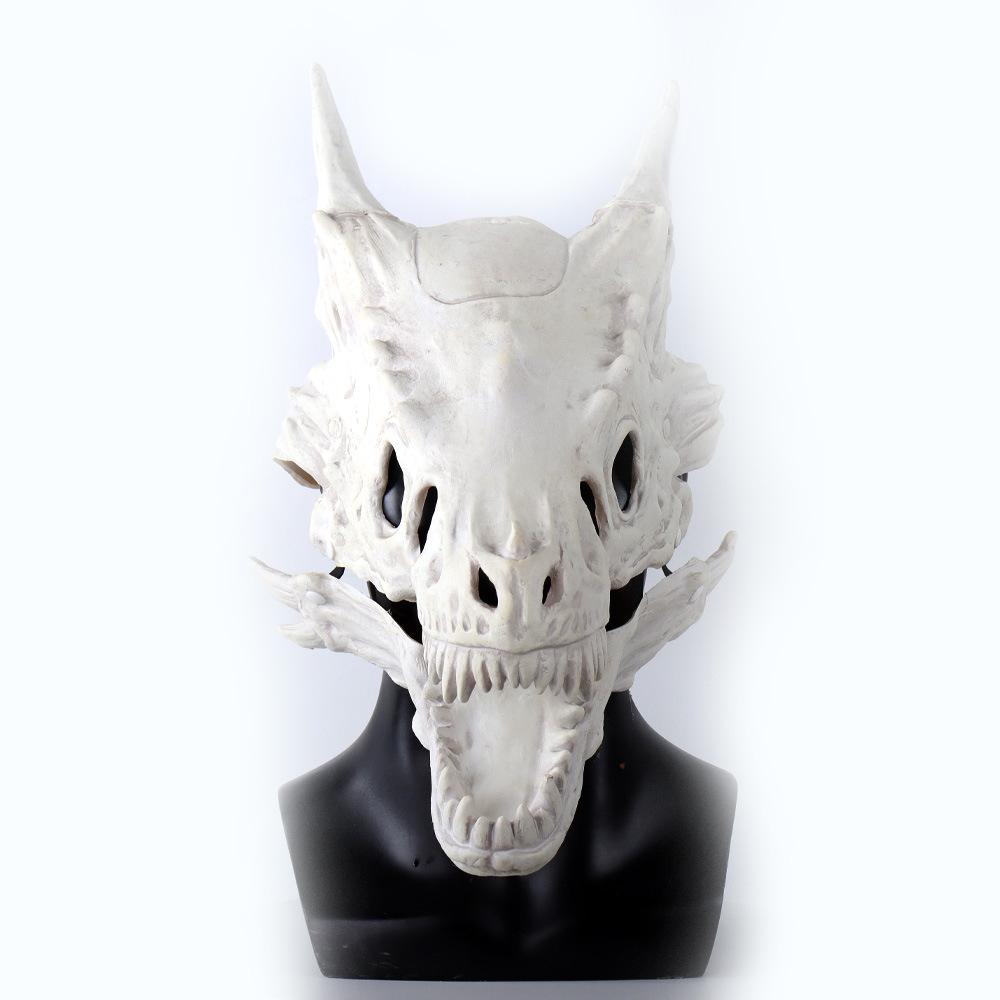 New Halloween Simulation Dragon Bone Mask Headgear with Moving Mouth, Dinosaur Latex Headgear, Animal Performance Props