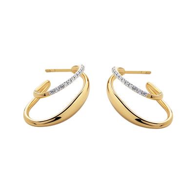 Custom Wrap Medium Hoop Earrings Fine Jewelry 925 Sterling Silver Korean Minimalist Zircon Stud Earring for Girls