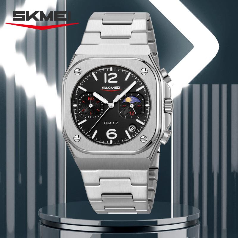 SKMEI New Design Quartz Wristwatches Men Golden Stainless Steel Watch Date Functions Luxury Clock Man