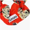 Ganni A6247 034 Orange Floral Print Scrunch Stirnband