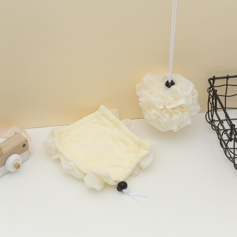 2-in-1 Soap Shower and Scrubbing Tool Water Absorbing and Foaming Mesh Bag Shower Supplies Enlarged Shower Flower Ball