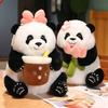 Kreatives Plüsch-Pandaspielzeug Kawaii-Panda mit Bubble-Tea-Tasse/Bambus/Blume Stofftierpuppe Spielzeug für Freunde Liebhaber Kawaii-Geschenke