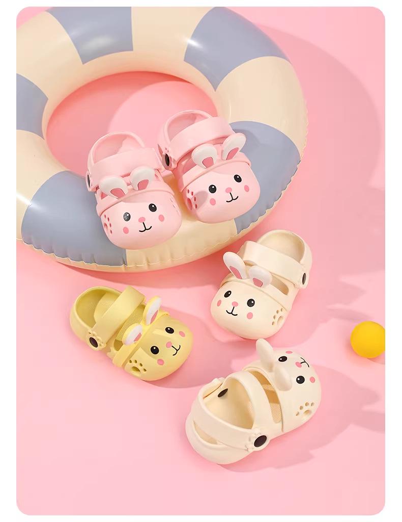 2026 Summer Girls' EVA Non-slip Odor-resistant Soft Sole Rabbit Clogs for Kids & Parents.