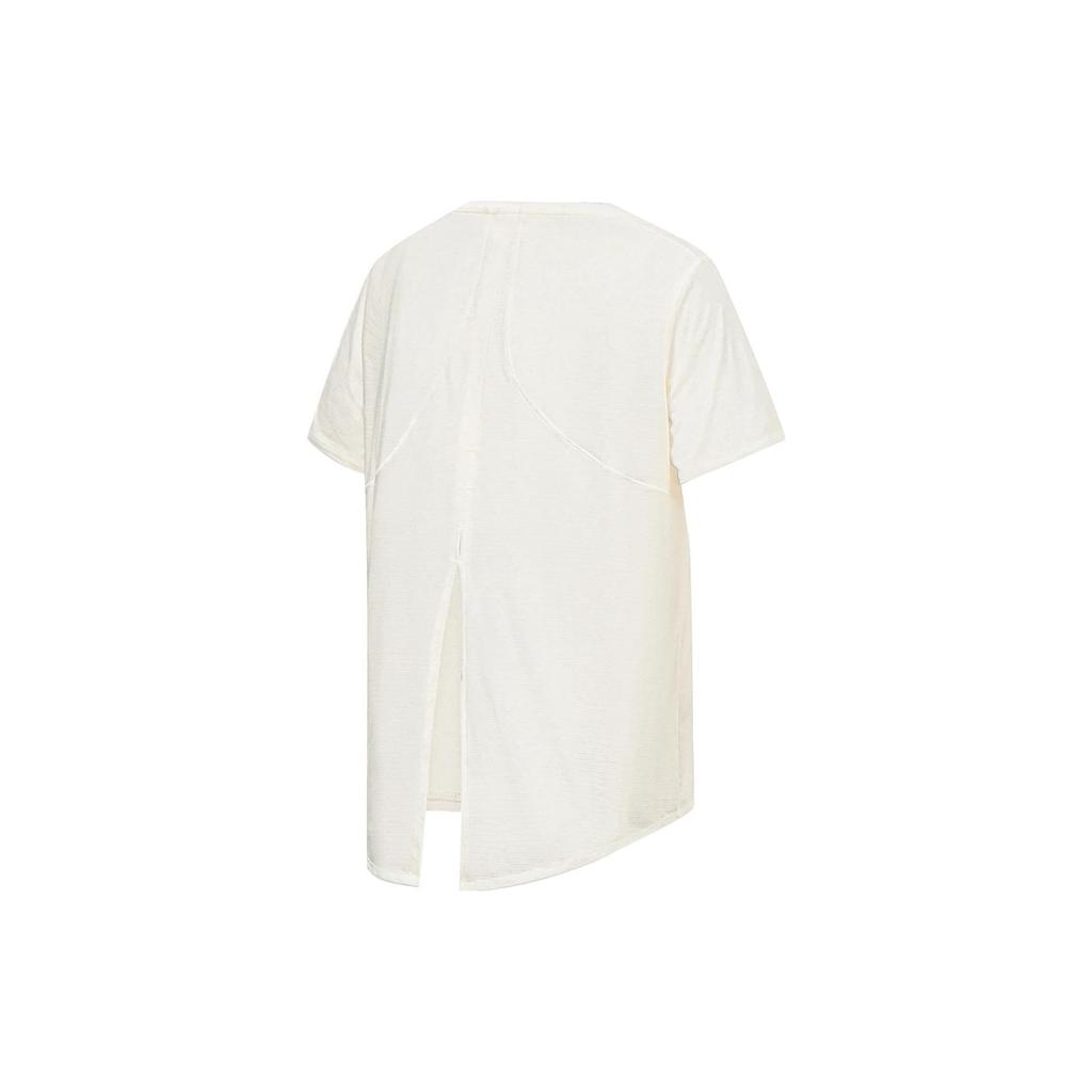 Li Ning Fitness Series Solid Color Quick-Dry Ice Feel Loose Short Sleeve T-Shirt Women Tops Off-White ATST226-4