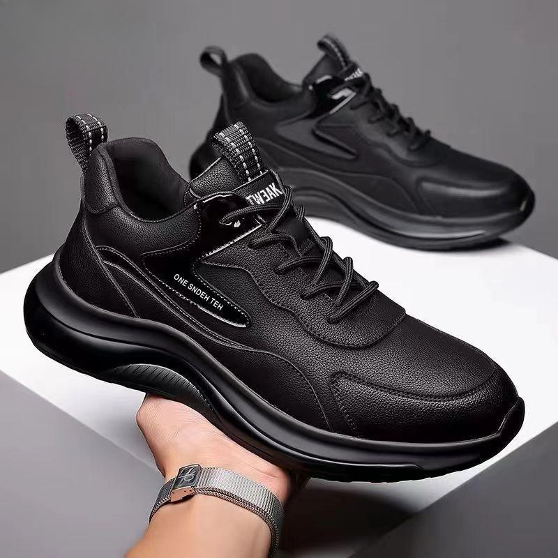 Fashion Men Leather Casual Sports Shoes Spring and Autumn New Fashion Running Outdoor Men Lightweight Casual Leather Sports Shoes