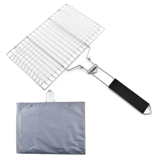 

Сетка для гриля из нержавеющей стали, антипригарный коврик для гриля, устойчивый к ржавчине, инструмент для мяса, овощей, рыбы L