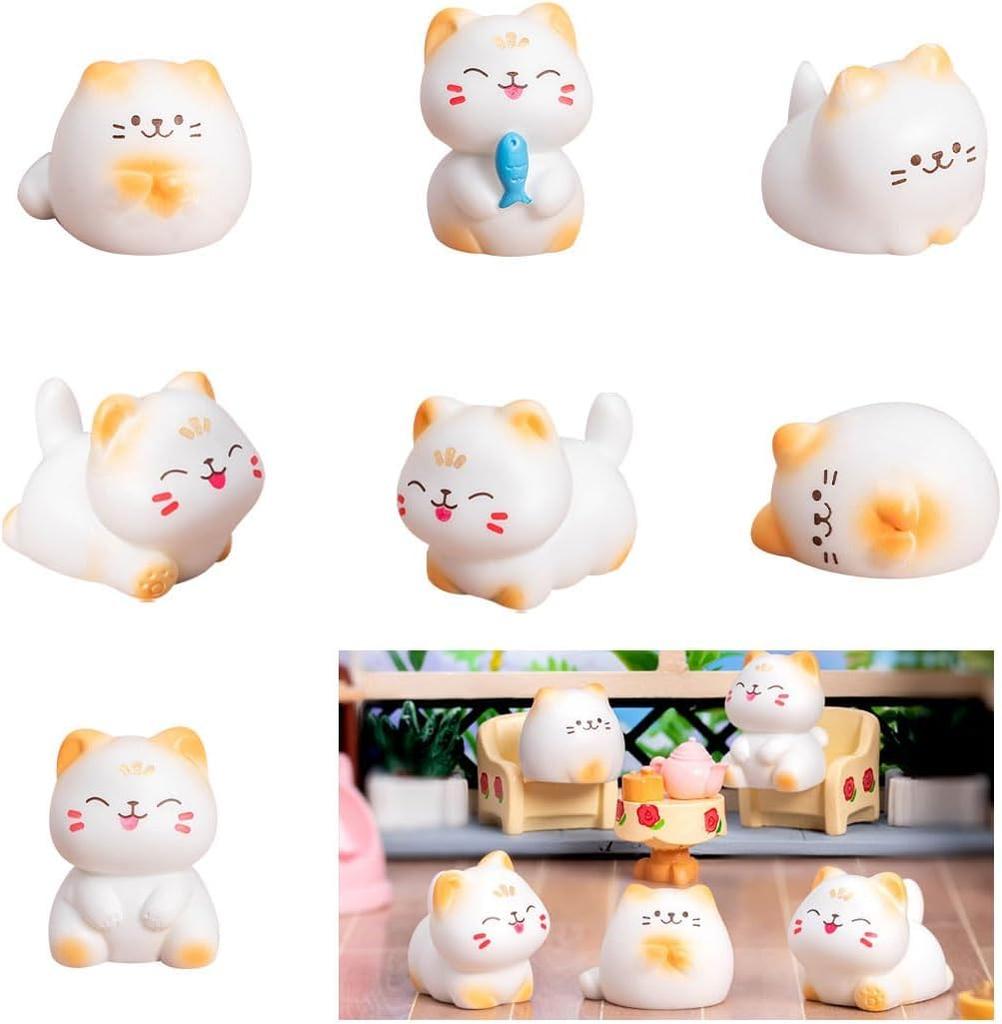 Set of 8 Miniature Cat Cute DIY Soothing Landscape Tabletop Cute Car Entryway Birthday Party Dark Green Figurines, Decor, Gifts, Figurines, Ornaments,