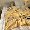 Solid Thick Cartoon Towel Embroidered Blanket Double Layer Warm Milk Velvet Sofa Cover Cozy Breathable Bedspread for Adult Kids