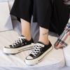 Women's Shoes New Versatile Breathable Black and Round Flat Canvas Shoes for Students Light White Shoes Women