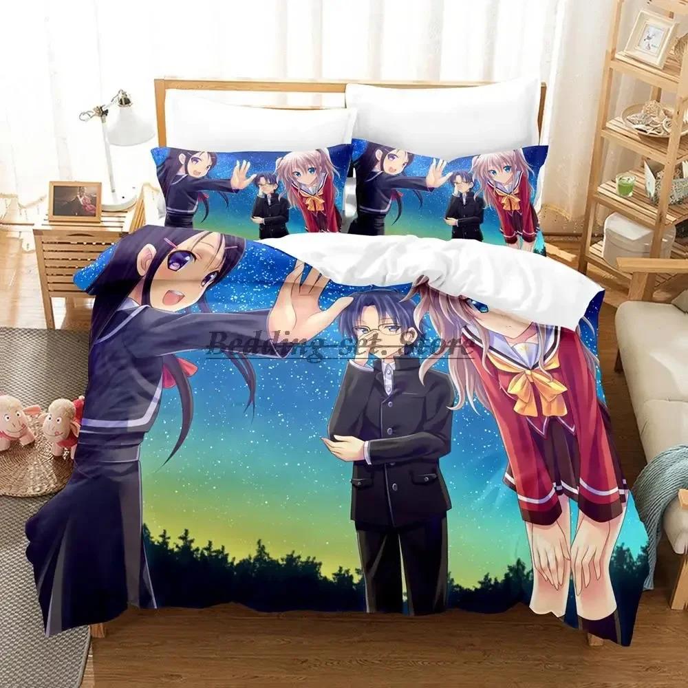 Anime Charlotte Bedding Set Single Twin Full Queen King Size Bed Set Aldult Kid Bedroom Duvetcover Set Kawaii Bed Sheet