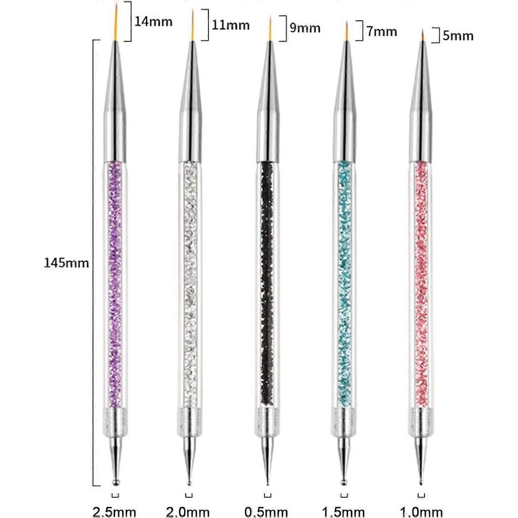 5 pcs Nail Art Brushes, Nail Dotting Tool, Nail Art Pens, Drill Drawing Nails Brush Pen for Nail Art Tools