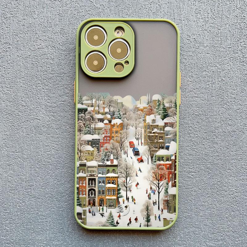 The City Winter Street Snow Scene Phone Case For iphone 13 12 Mini 11 Pro Max 17 16 15 14 Pro Max Plus XR XS X Back Covers