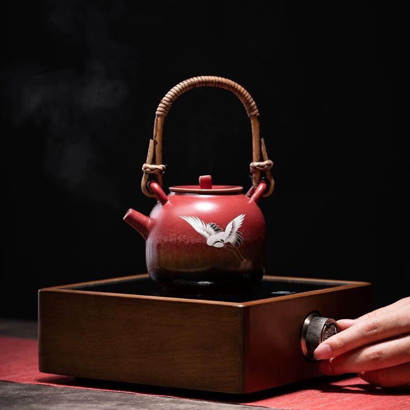 Forbidden City Crane Ceramic Alcohol Tea Brewing Set