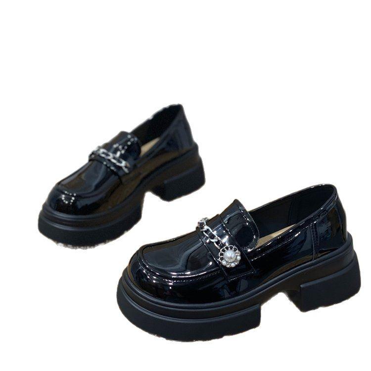 Black Loafer Small Leather Shoes for Women's 2025 Spring New Platform-soled Retro British Style Versatile Japanese Mary Jane Single Shoes