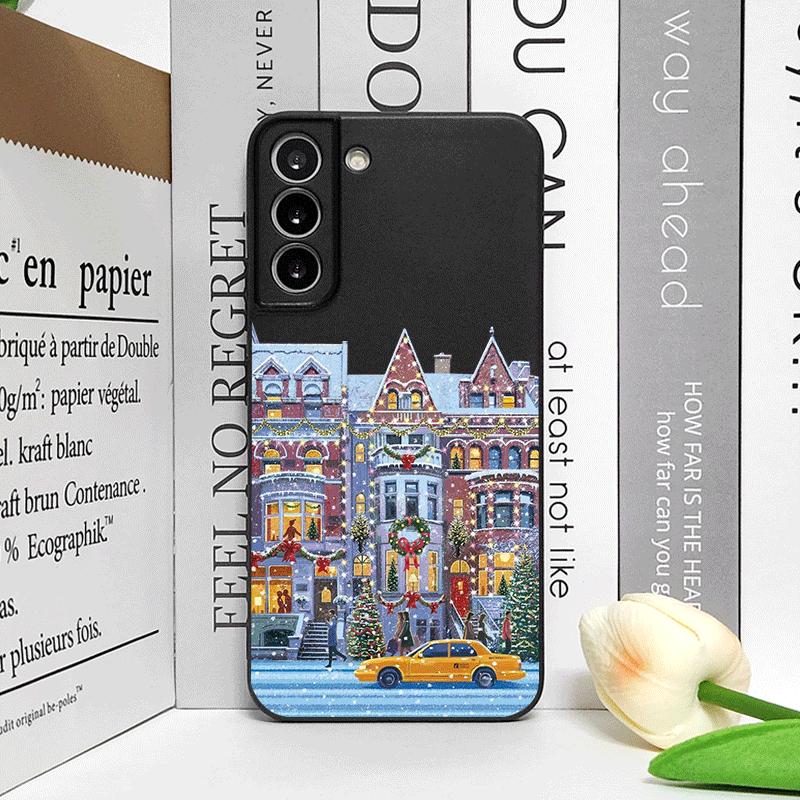 Christmas Building Winter Snow Scenery Phone Case for Samsung Galaxy A56 A42 A14 A55 A16 A54 A36 A53 A52 A51 A50 A15 Soft Cover