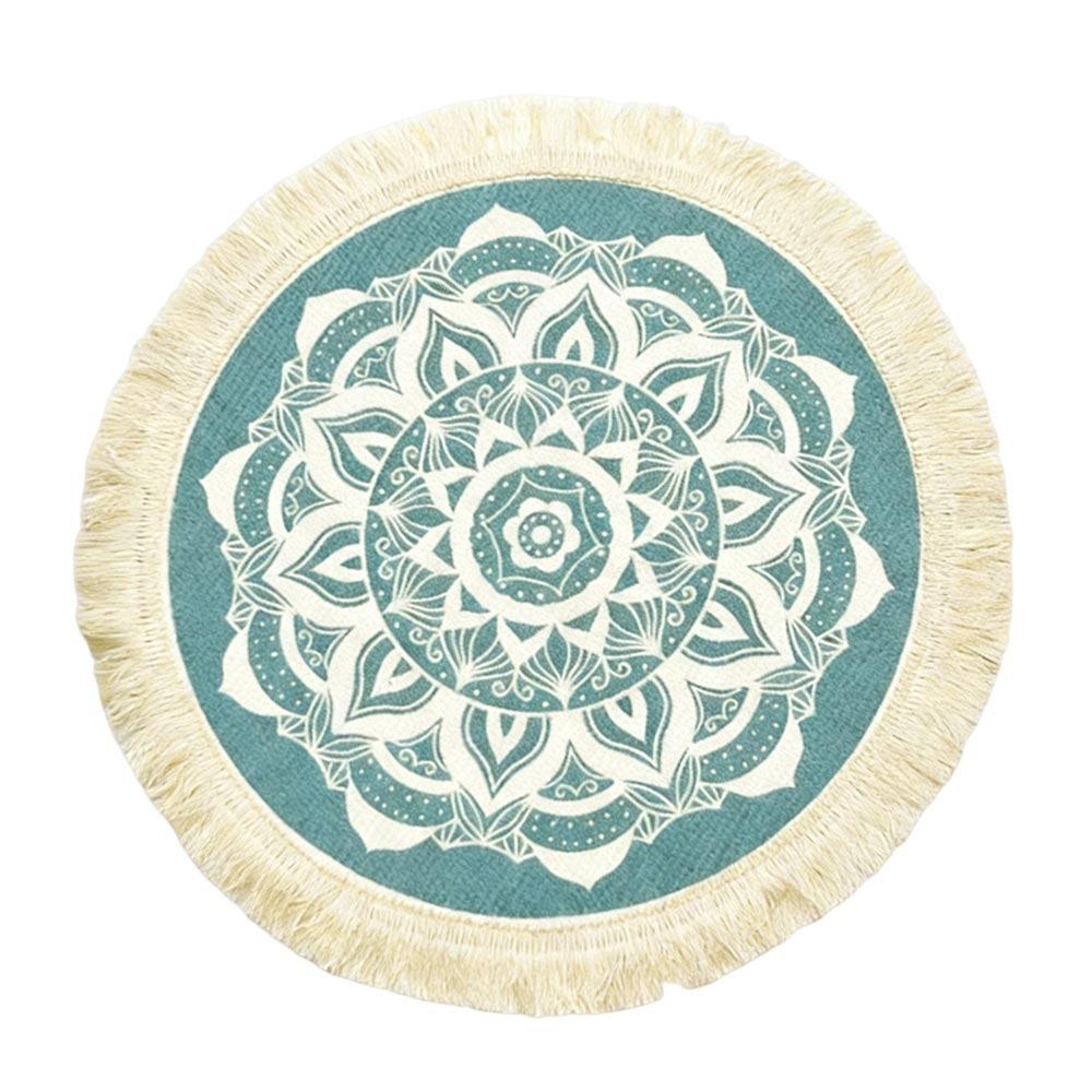 Natural Heat Resistant Bohemian Placemat Non-Slip Weave Braided Table Mat Jute Tassel Woven Mat Kitchen Table
