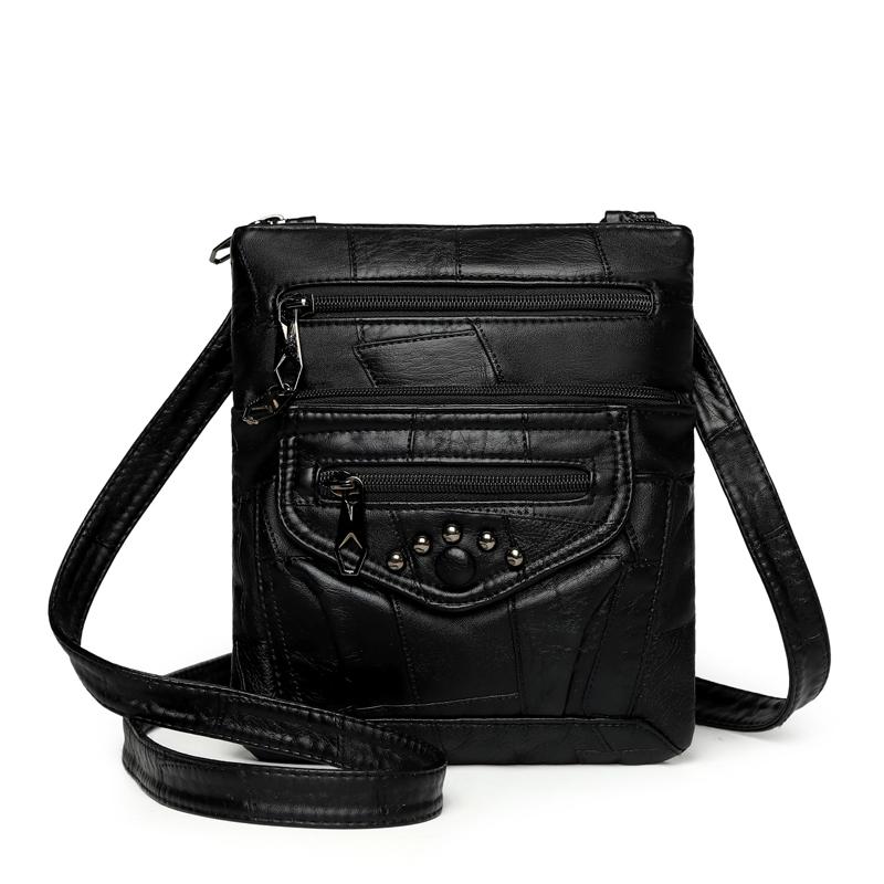 Women's Soft Leather Shoulder Bag Multi-Layer Crossbody Bag