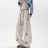 Men's Casual Baggy Pants Drawstring Waist Trousers with Cartoon Dachshund Embroidery Loose Fit Streetwear Pants for Vacation Travel School