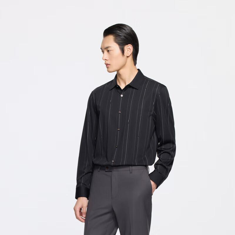 K-Boxing Men s 2A Antibacterial Striped Easy-Care Business Shirt BCBE3518 XL