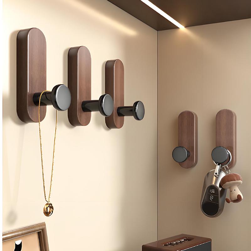 Nordic Style Wood Wall Hooks Self Adhesive Mounted For Hanging Coat Towel Clothes Blanket Hat Backpack Robe Entryway Key Holder+