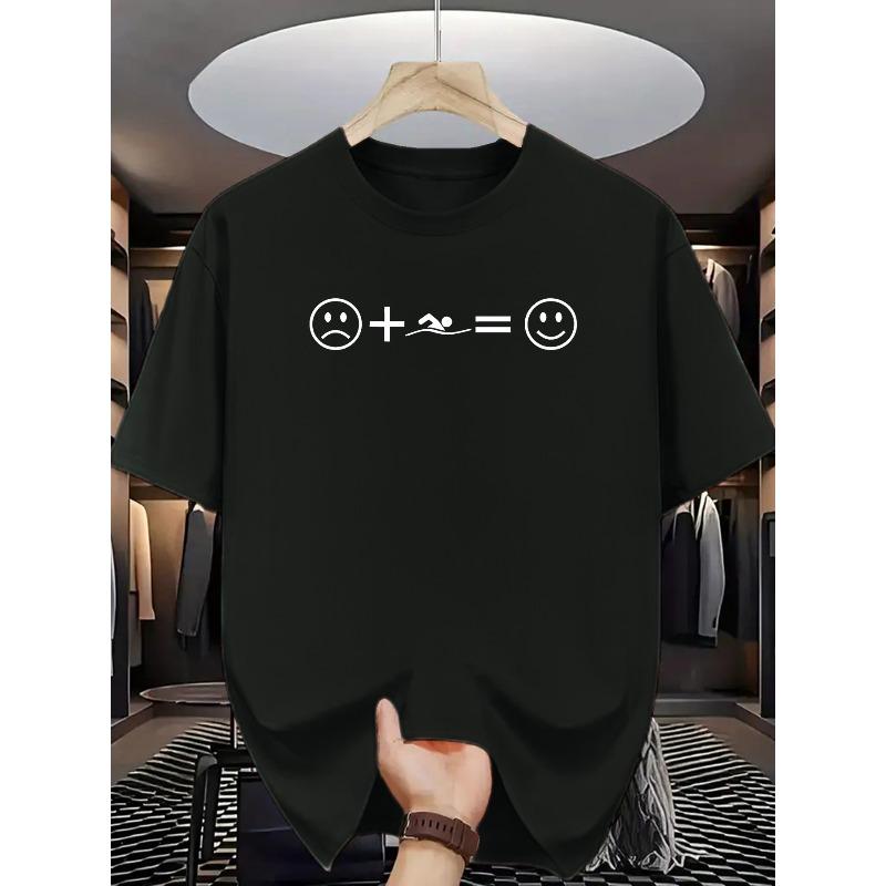Men's  Short Sleeve T-Shirt, Essential for Fitness and Exercise, Round Neck, Relaxed Fit, Oversized, Cool, Casual, and Fashionable