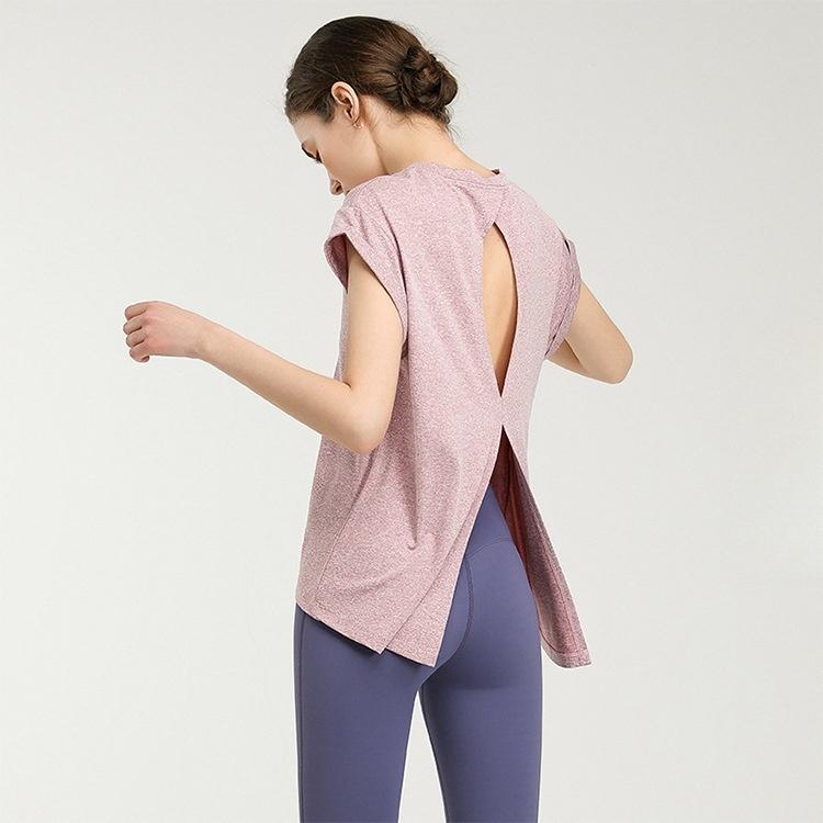 

Футболка с короткими рукавами для фитнеса, быстросохнущая спортивная блузка, летняя одежда для йоги, топы для йоги, одежда для бега и фитнеса для женщин XL розовый