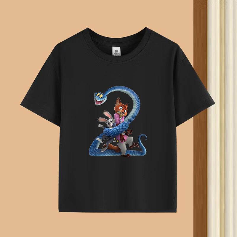 Dětské tričko s krátkým rukávem a kulatým výstřihem - 230g čistá bavlna s potiskem zvířat