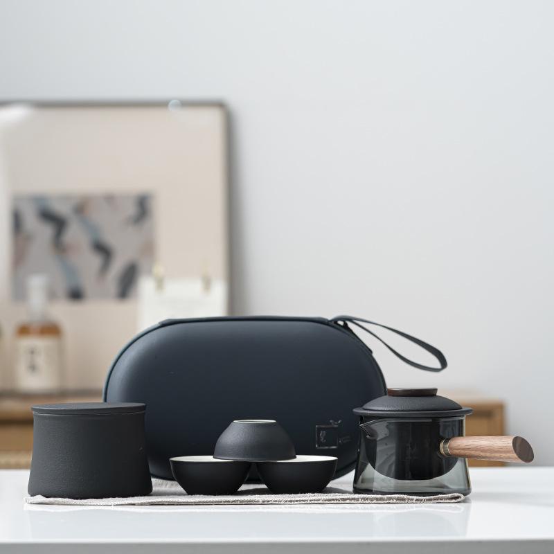 Portable Ceramic Tea Set: Quick Cup, One Pot, Three Cups - Perfect for Travel and Outdoor Use