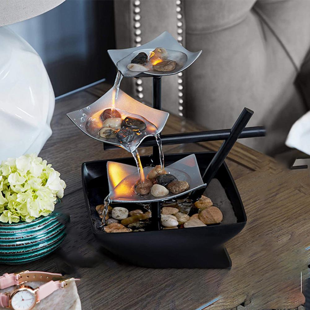 Decor de masă cu fântână Decor convenabil cu LED-uri cu textură fină Fântână Decor de birou Fântână multicoloră Sculptură de birou