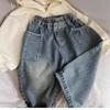 Spring Autumn Kid Boys Denim Pants Pocket Polished White Children Boy Pants Elastic Waist Casual Baby Trousers