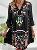2026 Europäisches & Amerikanisches Damen Sommer V-Ausschnitt Spitze Patchwork Lässiges Bedrucktes Kleid.