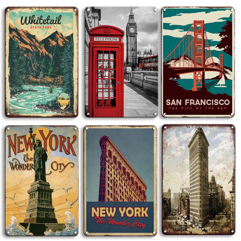 

Металлический плакат с Эйфелевой башней, винтажная металлическая табличка в Нью-Йорке, жестяная вывеска, декоративные наклейки на стену, ирландский паб, бар, украшение на стену