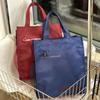 Casual Oxford Fabric Tote with Books Print and Side Pockets for Women and Students