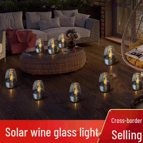 Rainproof Solar Candle Wine Glass Lawn Light for Indoor/Outdoor Use