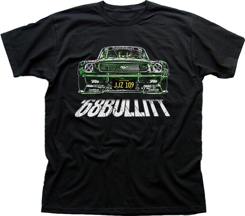 68 BULLITT 1968 Mustang 390GT Retro Vintage printed t-shirt 9043 S разноцветный