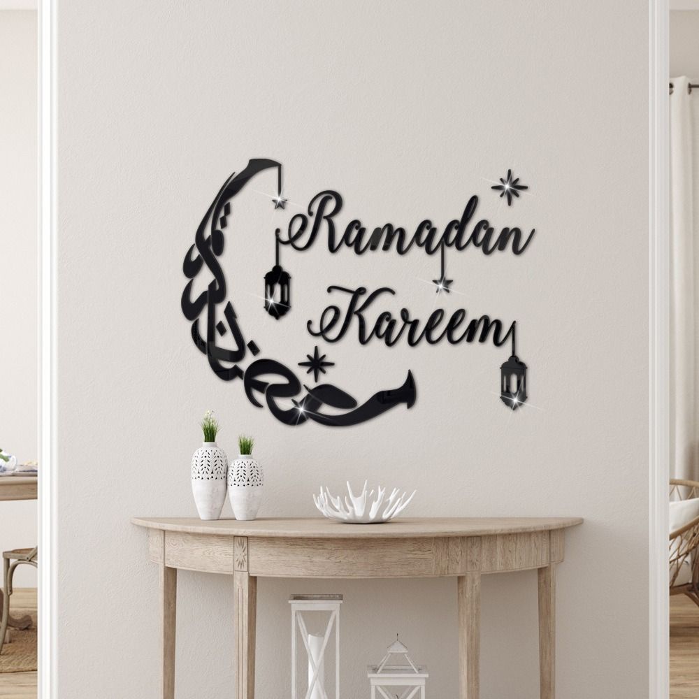 Gold Silver Mirror Surface Sticker Acrylic Ramadan Kareem Decals  Festival Supplies