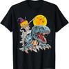 Skeleton Dabbing On Dinosaur Halloween Pumpkin Adventure T-Shirt