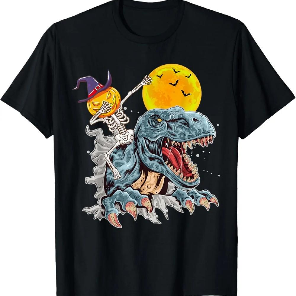 

Skeleton Dabbing on Dinosaur Halloween Pumpkin Adventure T-Shirt XXXXXL чёрный
