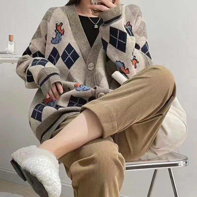 

Кардиган свитер женский 2022 Темперамент Клубника Детский Свободный Колледж с длинным рукавом Кардиган