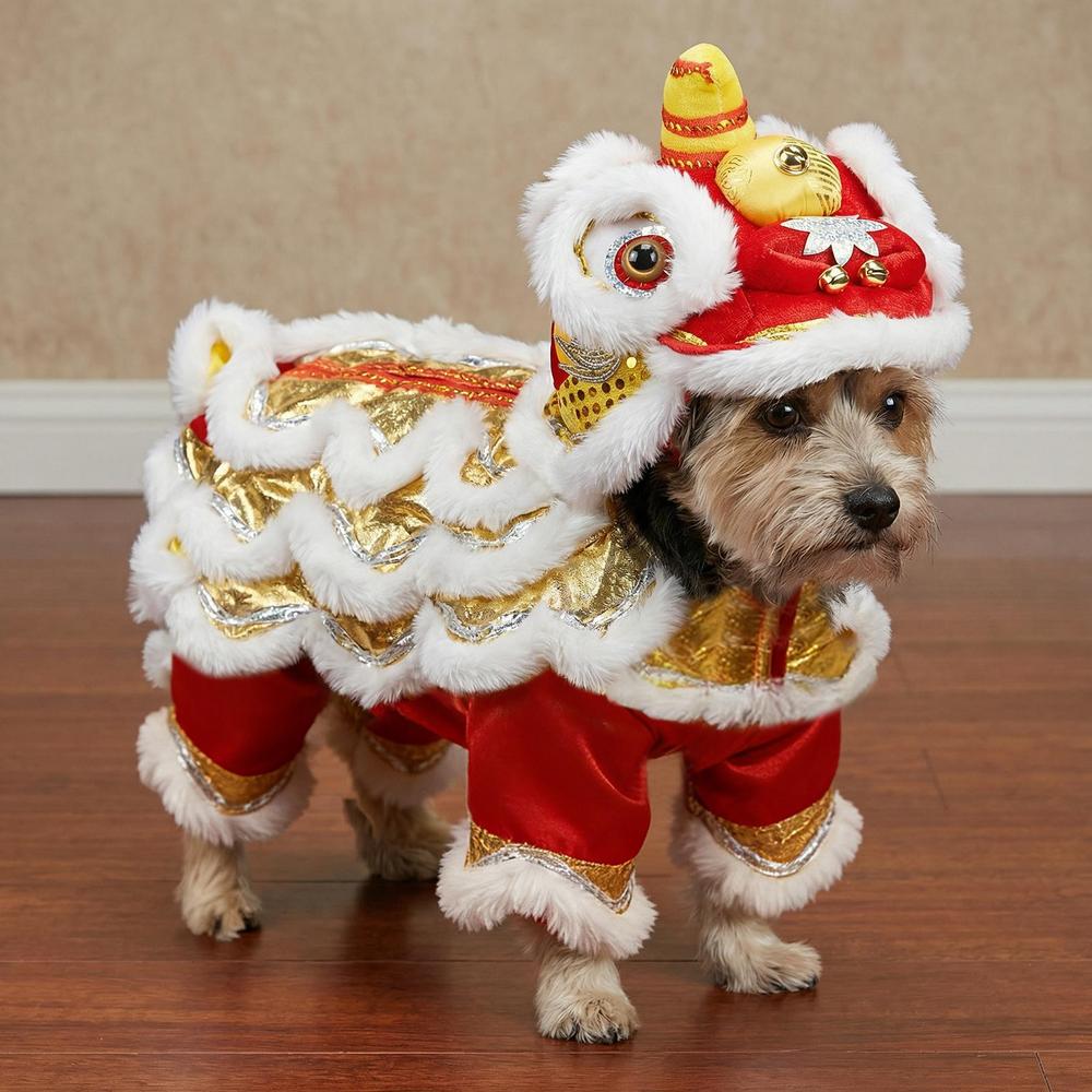 Costume Lion Dance Dog And Cat Spring Festival Dog Costume Chinese New Year Role Play Puppy Pet Chihuahua Puppy Costume