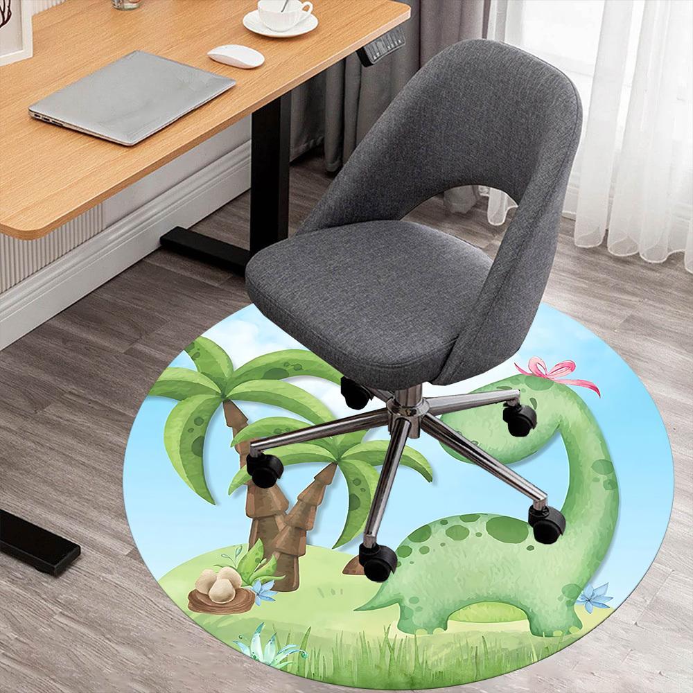 

1pc dinosaur palm tree Round Chair mat Area Rug - Non-Slip, Floor Mat for Office, Bedroom, and Indoor Decor c1125342 80cm by 80cm
