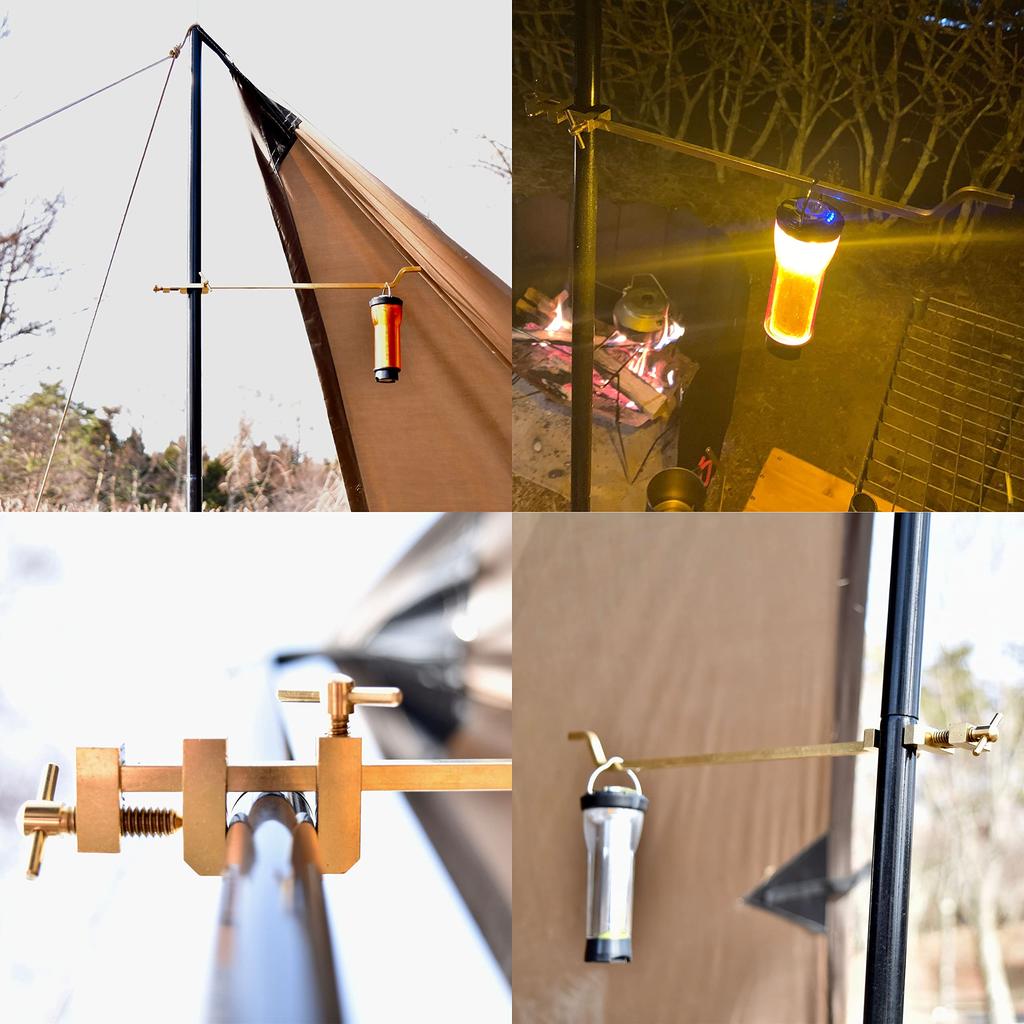 KALUGII Transformable Brass 2-Way Lantern Stand, Multi-Purpose, Rack, Separate Clamp Type, Camping Multi-Stand, Pole